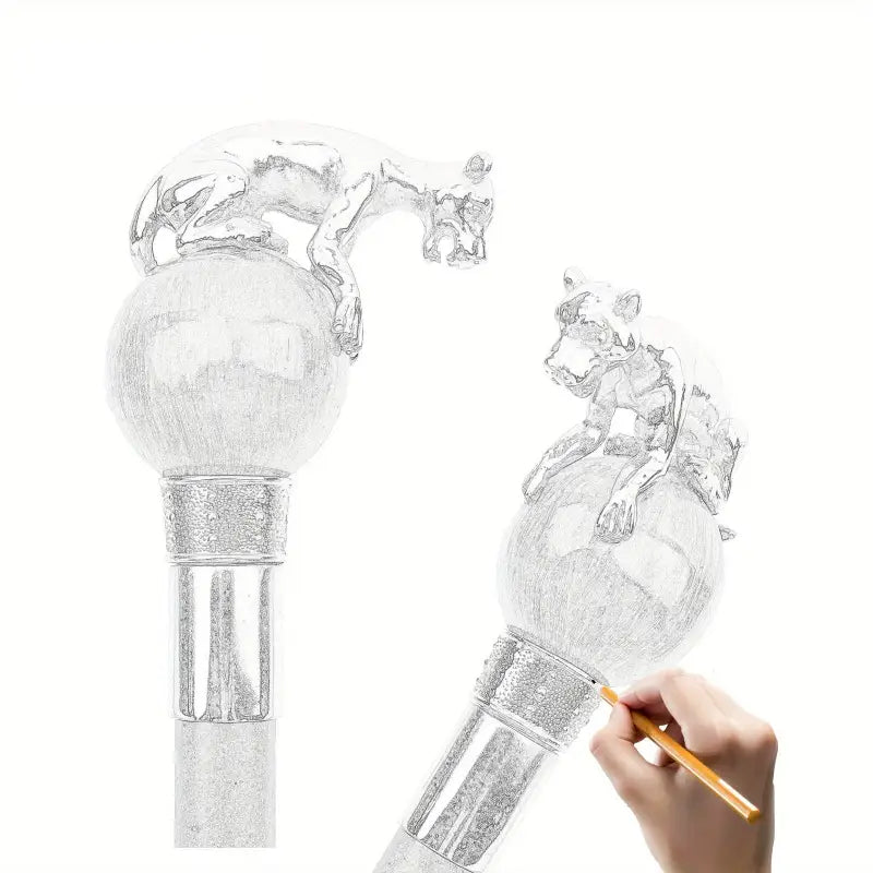 Canne à pommeau décorée - Léopard - canne de marche