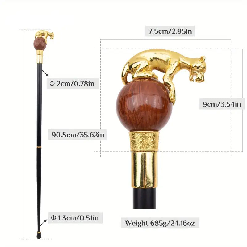 Canne à pommeau décorée - Léopard - canne de marche