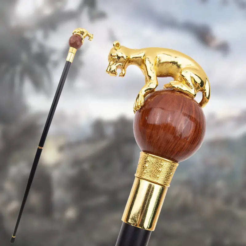 Canne à pommeau décorée - Léopard - canne de marche