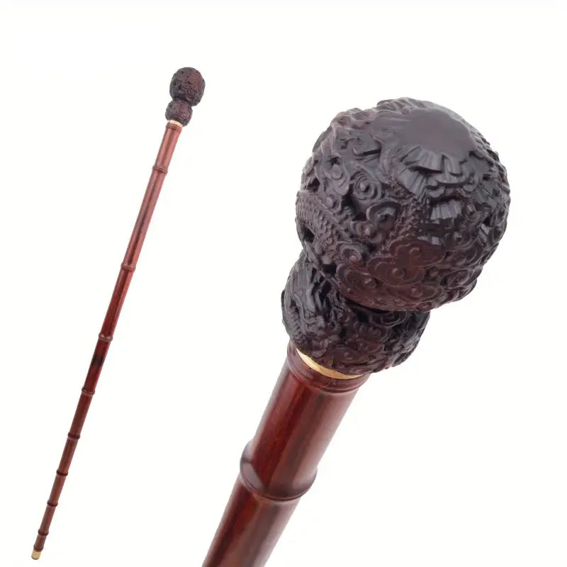 Canne à pommeau - Sculpté en bois - canne de marche