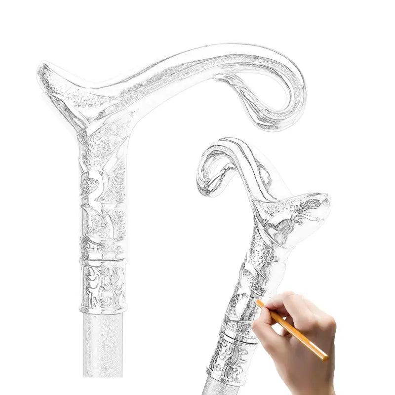 Canne de Luxe Blanche Courbe - Blanche Courbe - canne de marche