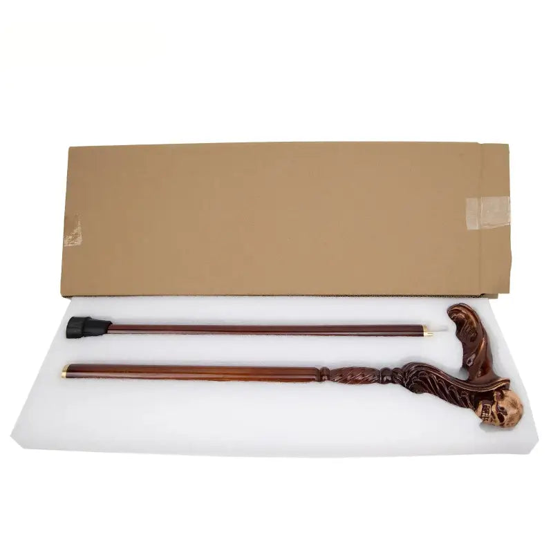 Canne de luxe crane sculpté - Crane sculpté - canne de marche