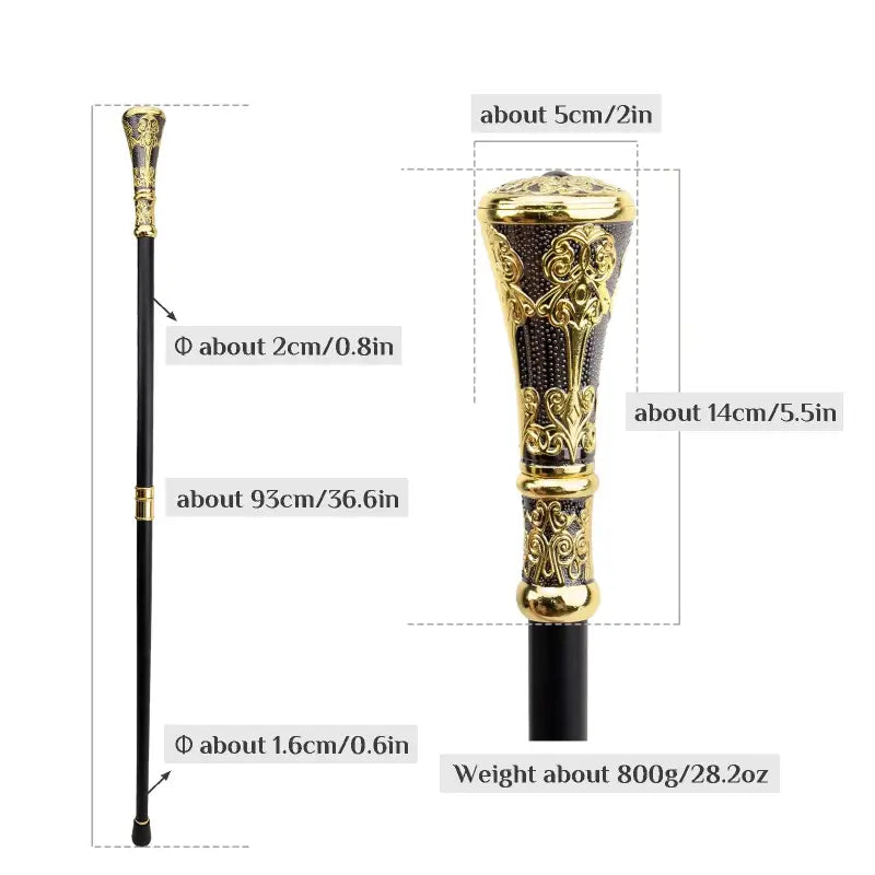 Canne de Luxe Or et Noir - Or et Noir - canne de marche