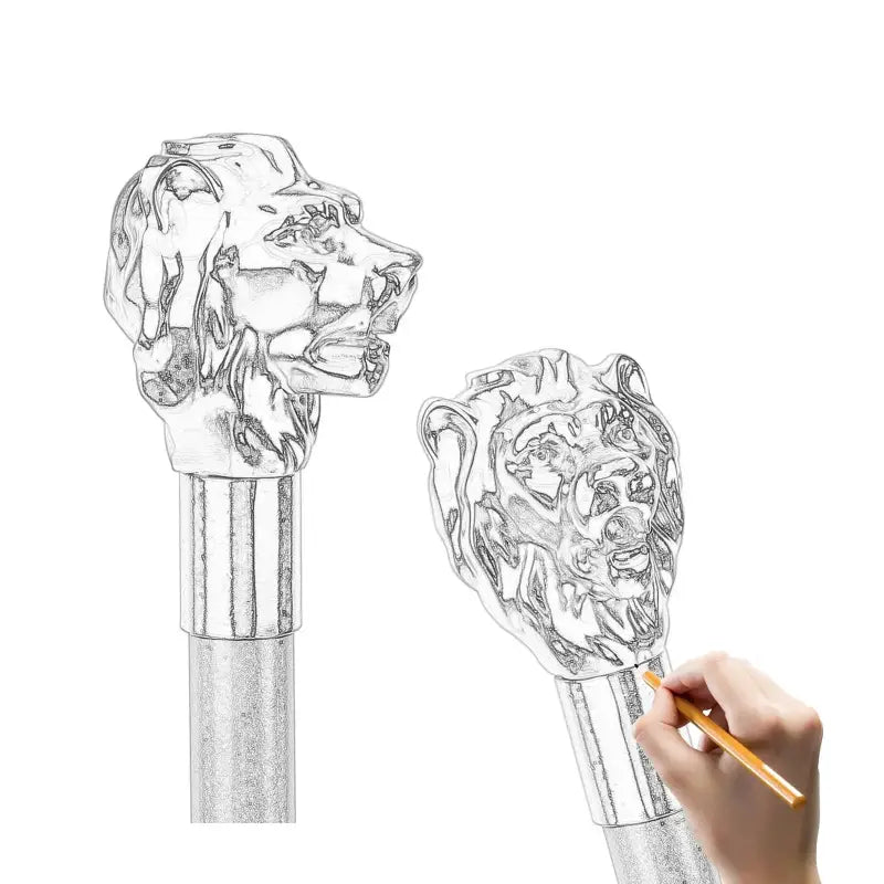 Canne de luxe tête de lion - Lion - canne de marche