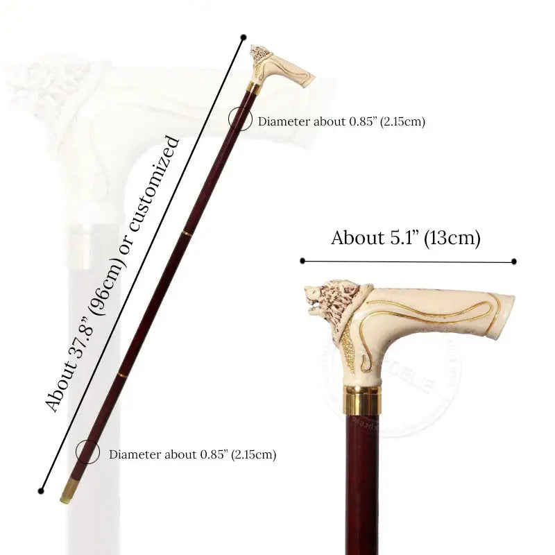 Canne de luxe tête de loup - canne de marche