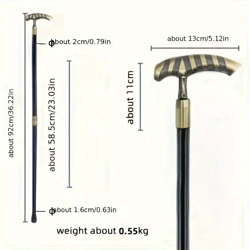 Canne de marche luxe rayée - Marteau courbée - canne de marche