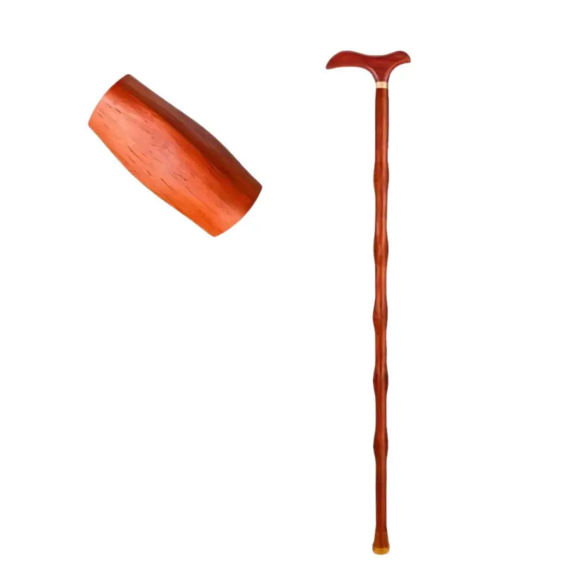 Canne en bois massif sculpté - Marron classique - canne de marche