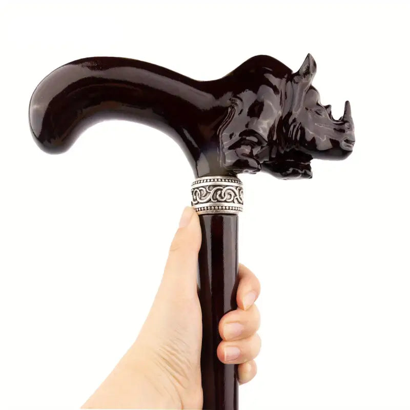 Canne en bois Rhinocéros brun - 92cm - canne de marche