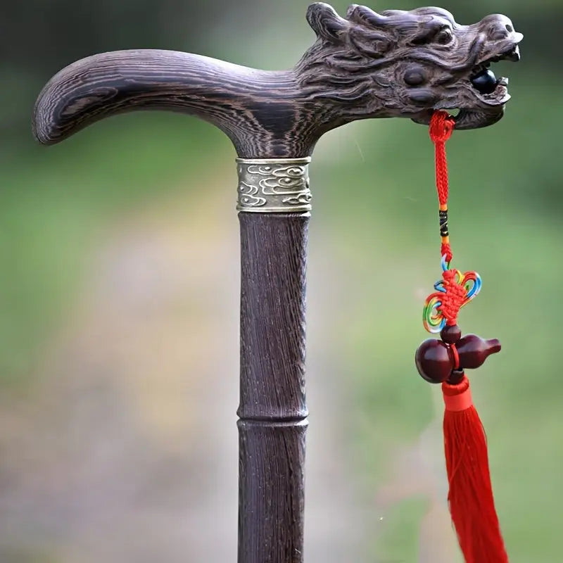 Canne en bois Sculpté Dragon - Bois sculpté Dragon - canne de marche