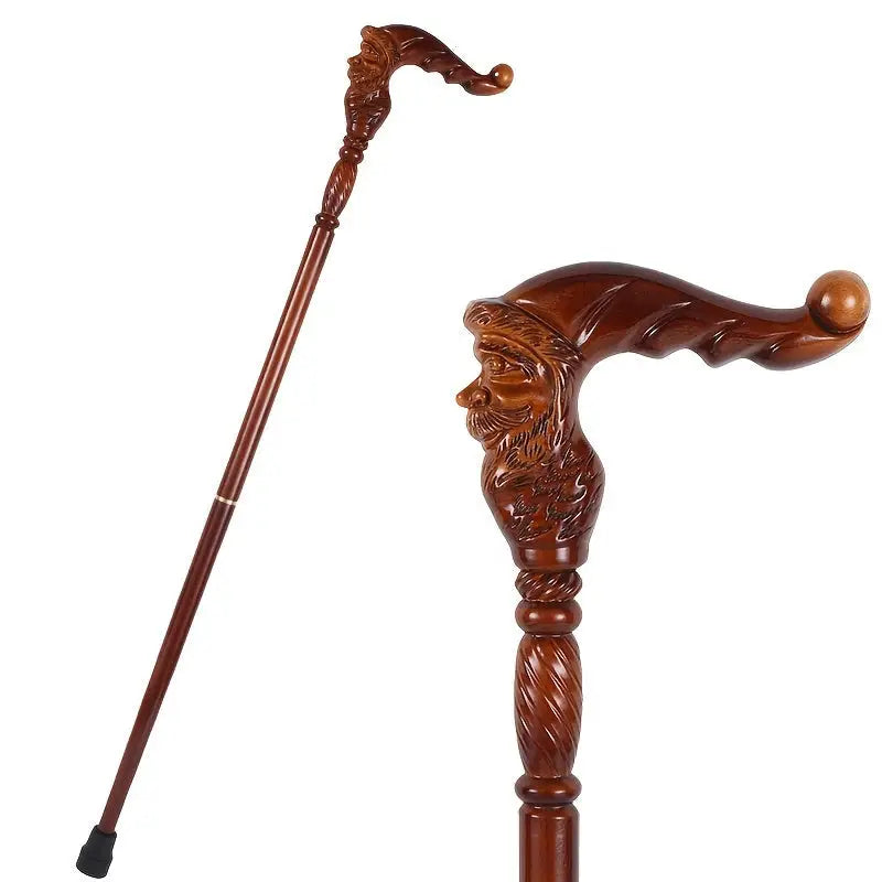 Canne en bois sculpté Père Noël - Père Noël - canne de marche