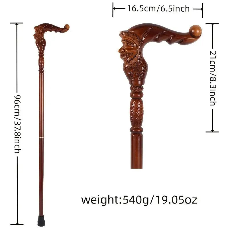 Canne en bois sculpté Père Noël - Père Noël - canne de marche