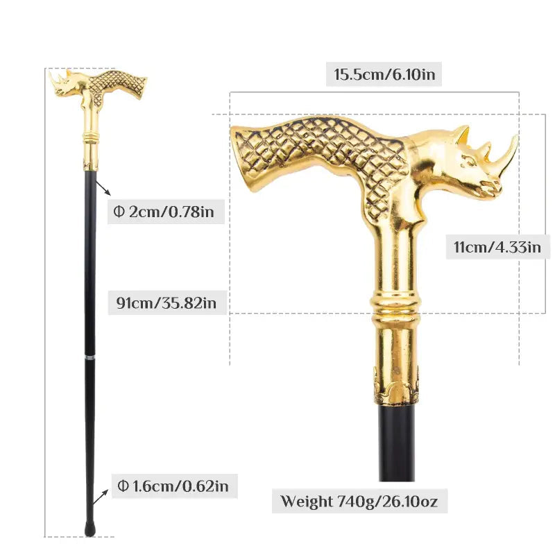 Canne épée Rhinocéros Dorée - Sword Length 16cm - canne de marche