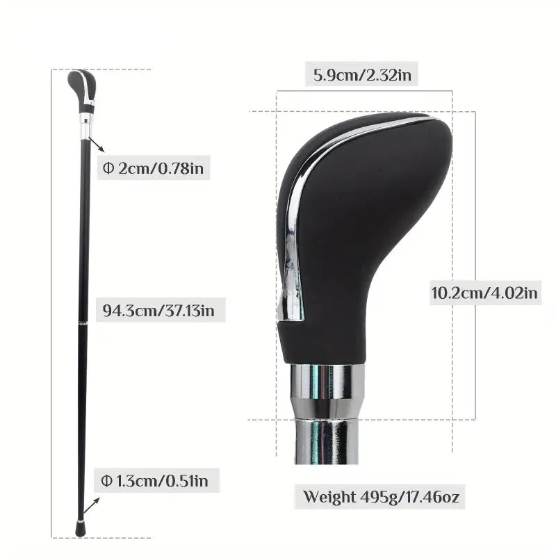 Canne pommeau argent - Noir - canne de marche