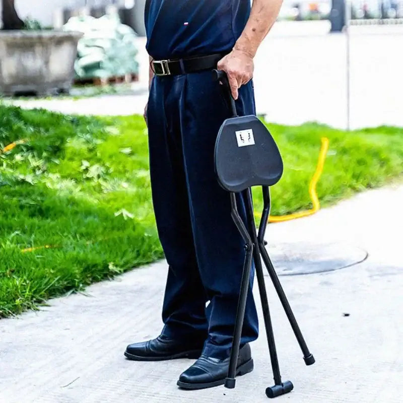 Canne siège de marche - Noir - canne de marche