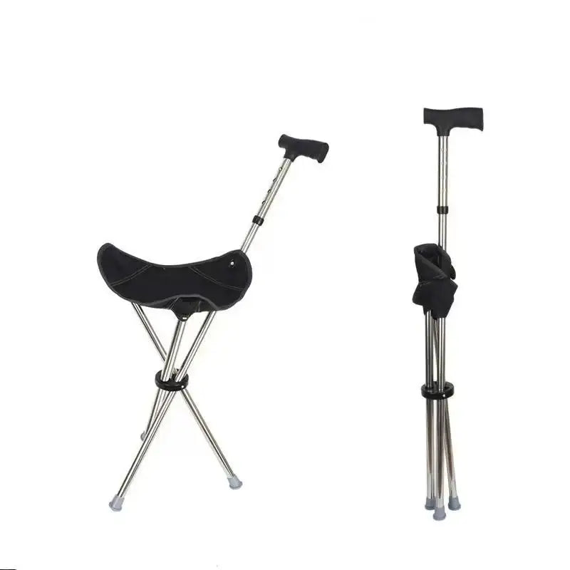 Canne siège pliable - Noir - canne de marche