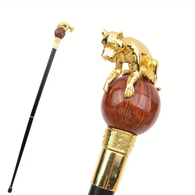 Canne à pommeau décorée - Léopard - canne de marche - détail du fût