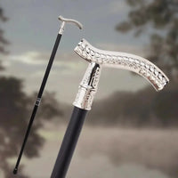 Canne avec épée - 93cm - canne de marche - gros plan de la poignée