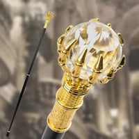 Canne de luxe boule transparent - 97cm - canne de marche - gros plan de la poignée
