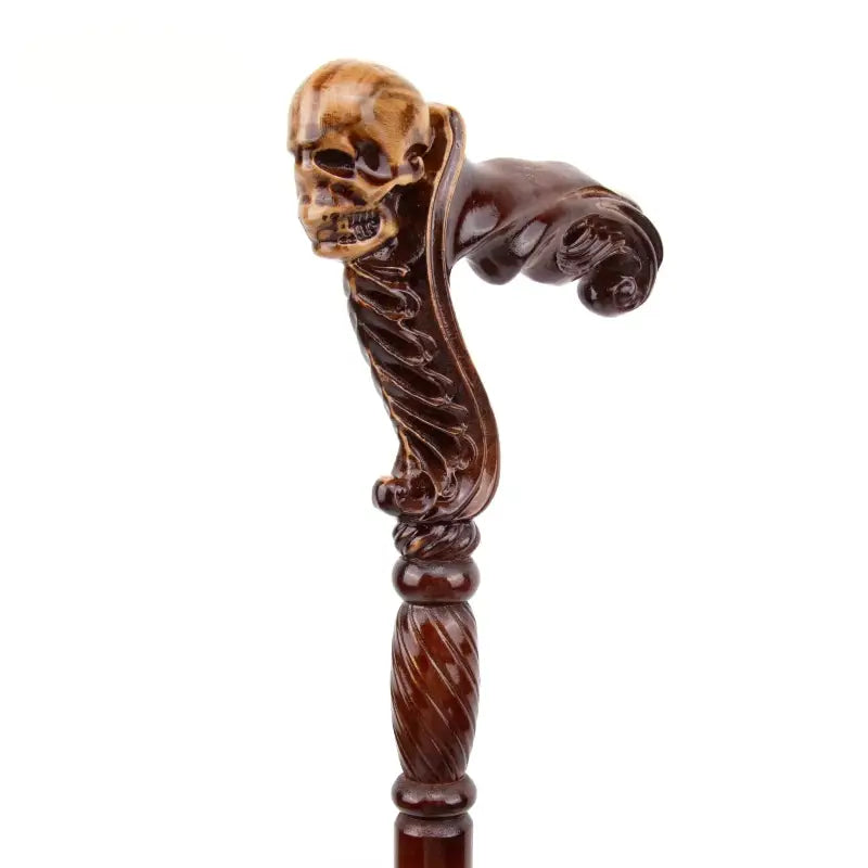 Canne de luxe crane sculpté - Crane sculpté - canne de marche - vue de profil