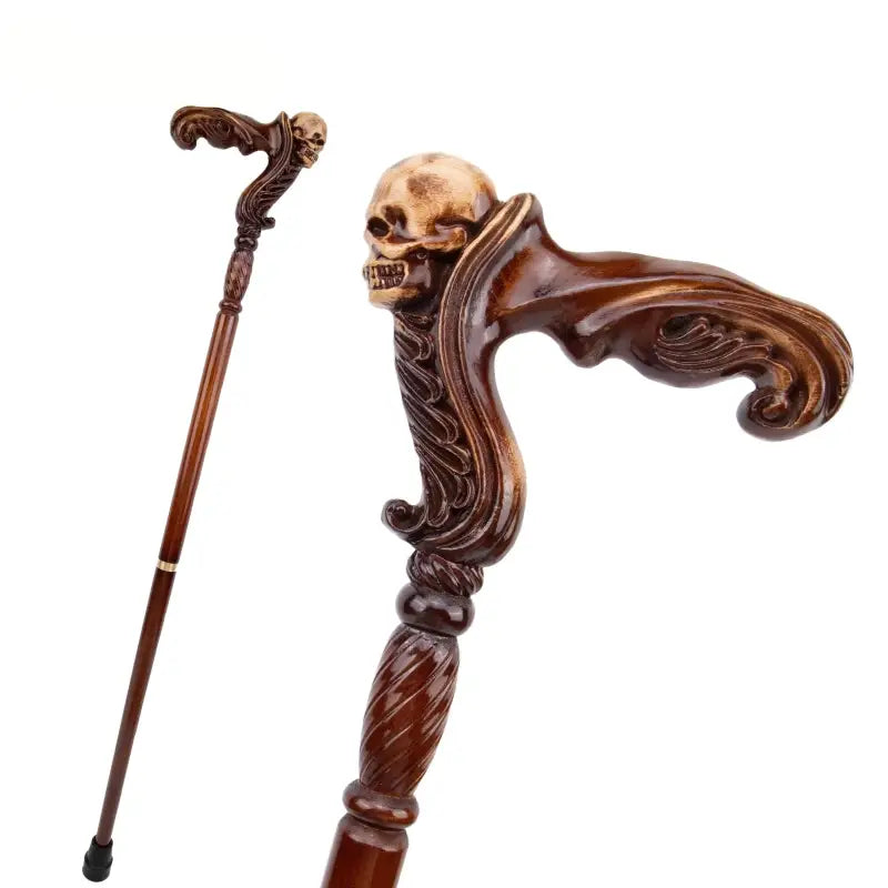 Canne de luxe crane sculpté - Crane sculpté - canne de marche - détail du fût