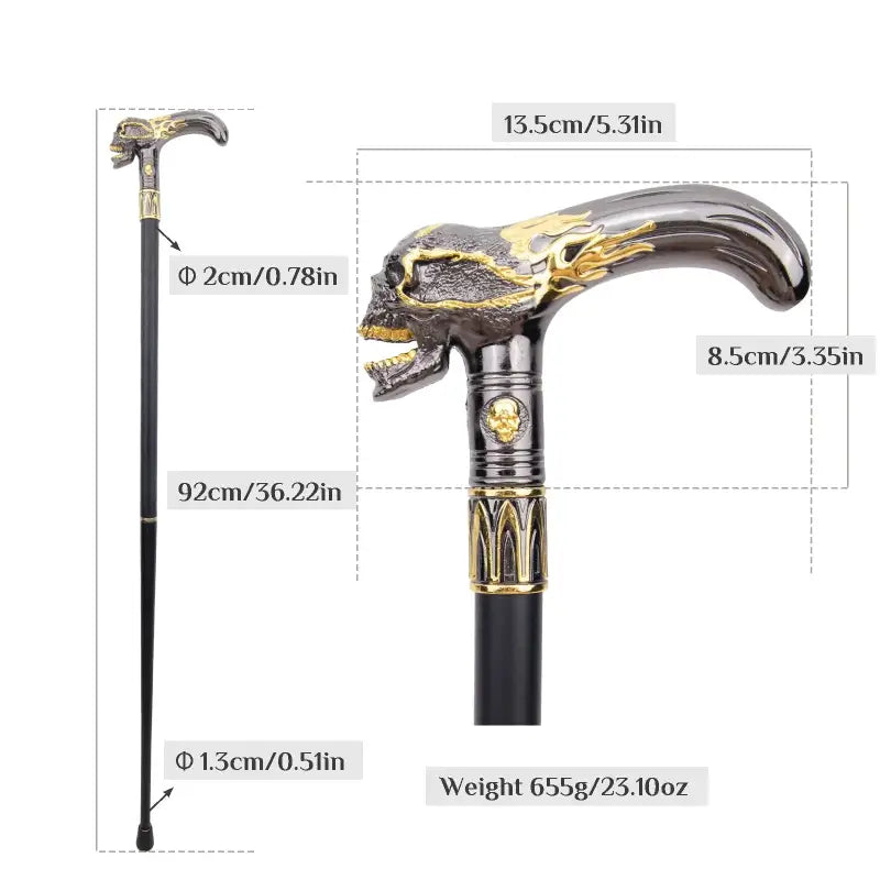 Canne de Luxe skull head - Skull Head - canne de marche - vue d'ensemble