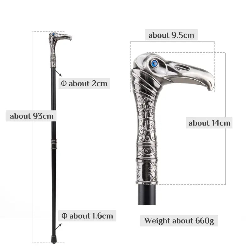 Canne de Luxe Tête d’Aigle - Tête d’aigle - canne de marche - accessoires inclus