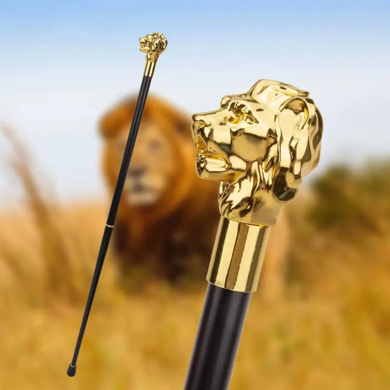 Canne de luxe tête de lion - Lion - canne de marche - détail de la poignée