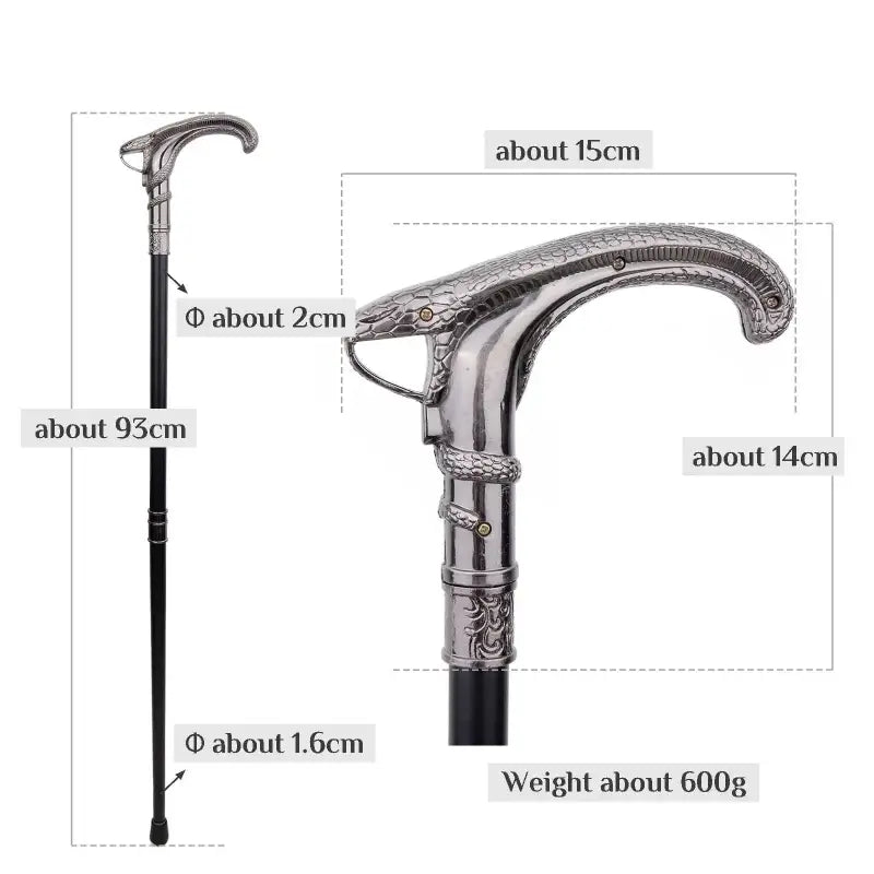 Canne de marche Design Serpent - 93cm - canne de marche - détail du fût