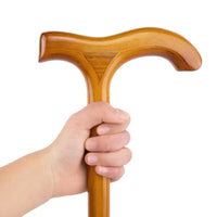 Canne de marche en bois orange - Orange - canne de marche - gros plan de la poignée