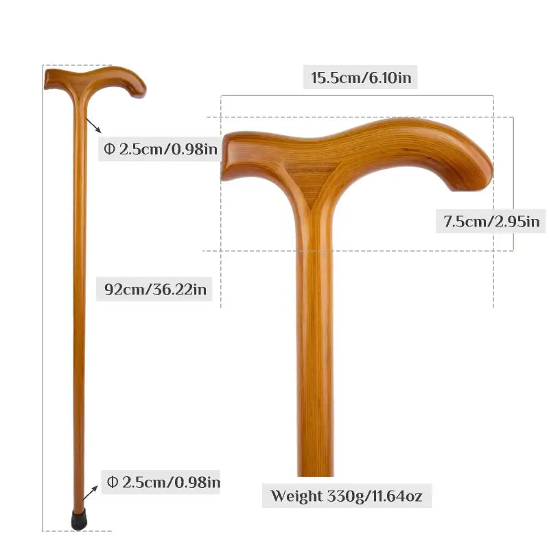Canne de marche en bois orange - Orange - canne de marche - zoom sur la matière