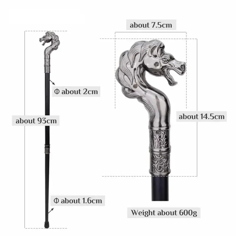 Canne de marche Hippocampe - 93cm - canne de marche - gros plan de la poignée
