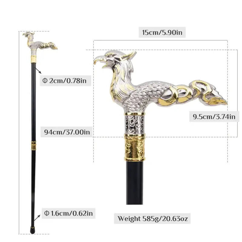 Canne de marche luxe Phoenix - 94cm - canne de marche - vue de dos