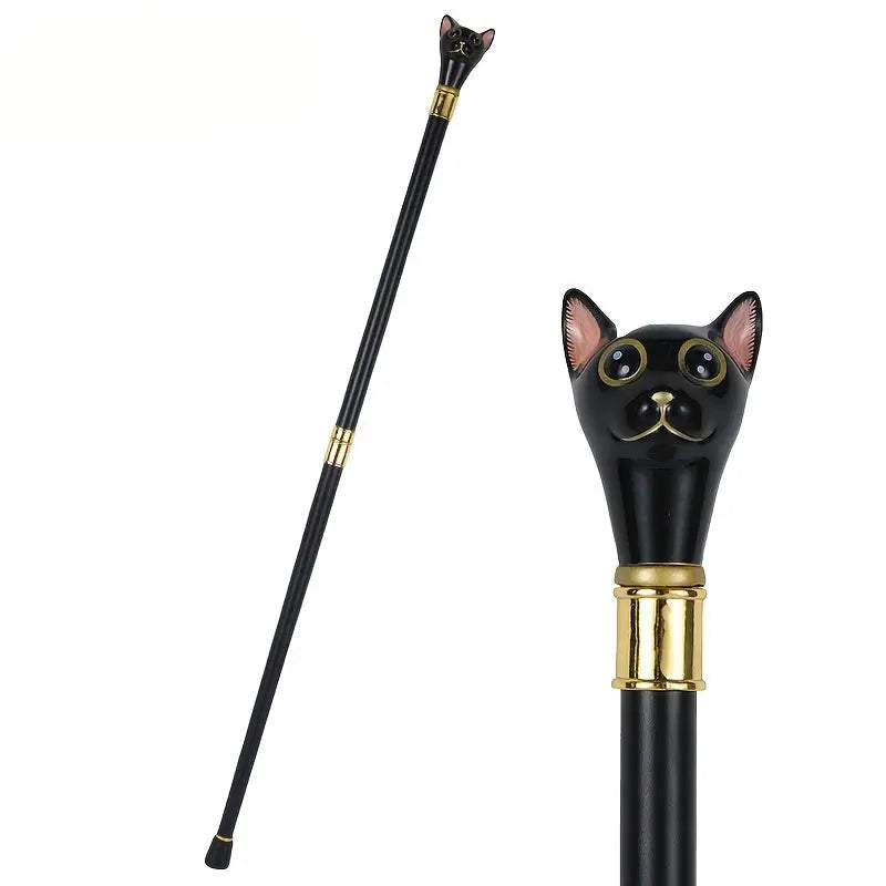 Canne de marche luxe tête de chat - Tête de chat - vue de profil