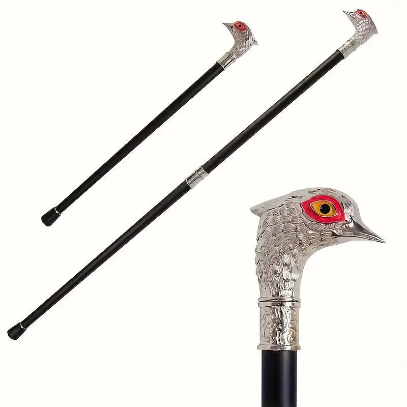 Canne de marche luxe tête d’aigle - Tête d’aigle argentée - canne de marche - vue de face