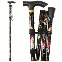 Canne de marche pliante décoré - Fleur Noir - canne de marche
