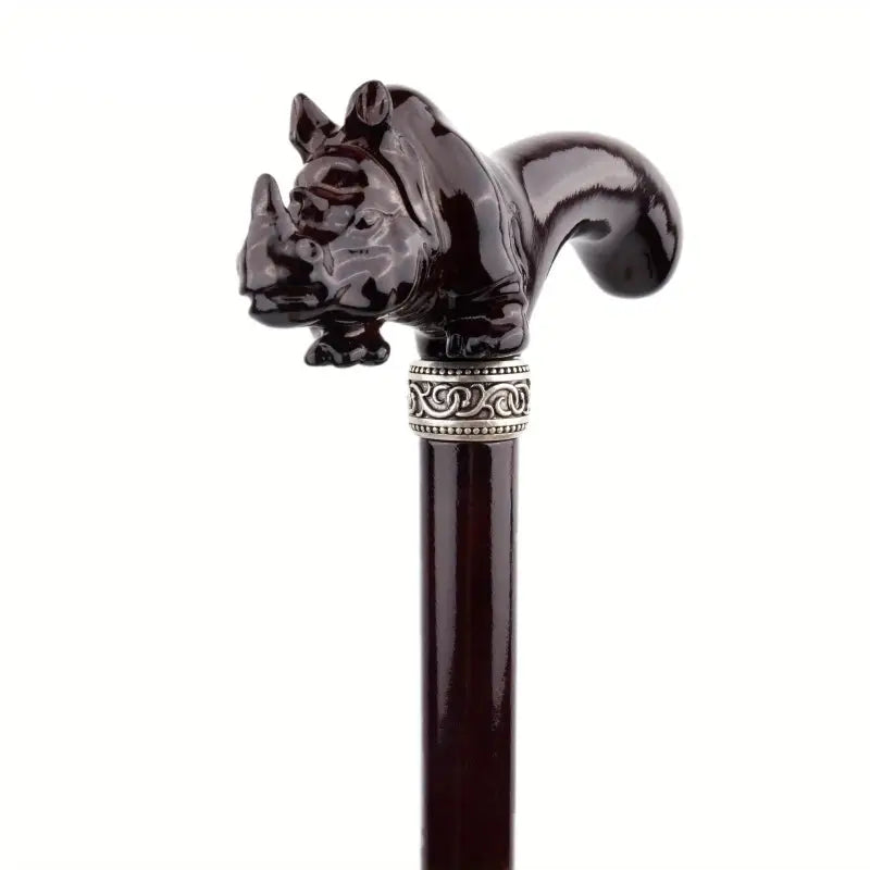 Canne en bois Rhinocéros brun - 92cm - canne de marche - zoom sur la matière
