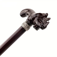 Canne en bois Rhinocéros brun - 92cm - canne de marche - vue de profil