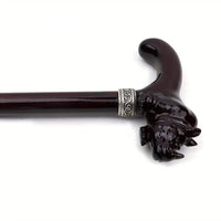 Canne en bois Rhinocéros brun - 92cm - canne de marche - vue de trois quarts