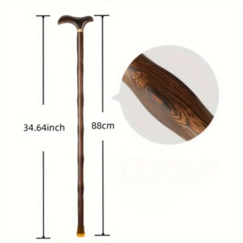 Canne en bois sculpté - Marron - canne de marche - embout antidérapant