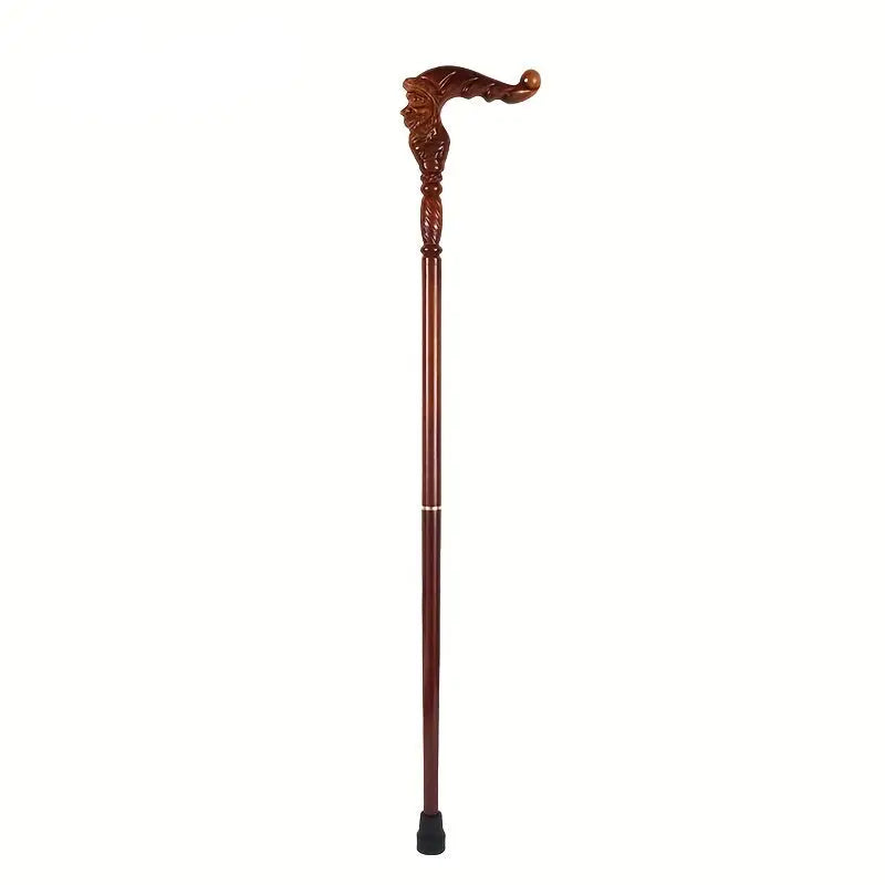 Canne en bois sculpté Père Noël - Père Noël - canne de marche - détail du fût