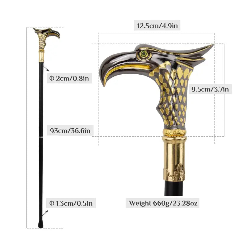 Canne épée Aigle Dorée - 93cm - canne de marche - vue d'ensemble