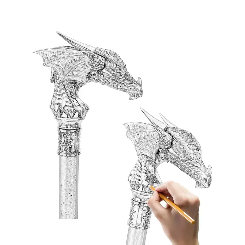 Canne épée Dragon - 93cm - canne de marche - embout antidérapant
