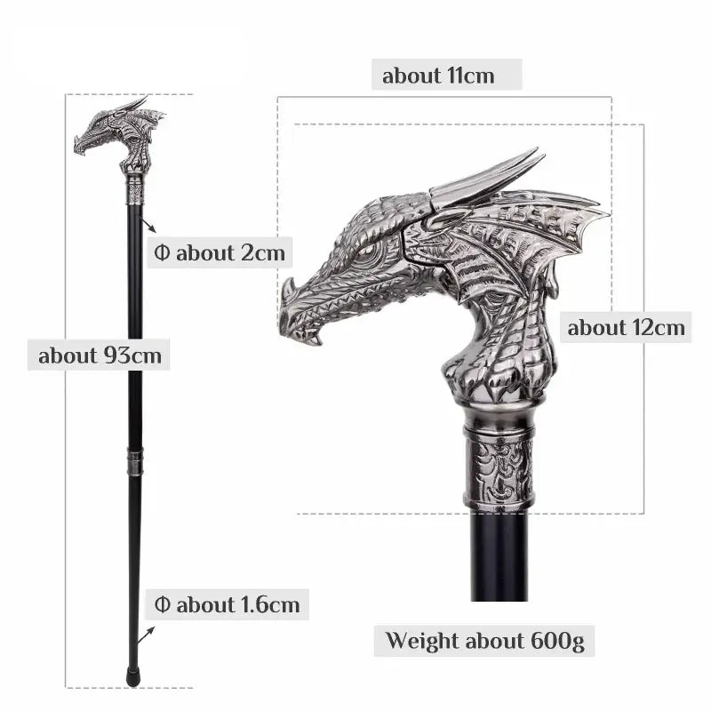 Canne épée Dragon Argenté - 93cm - canne de marche - vue de dos