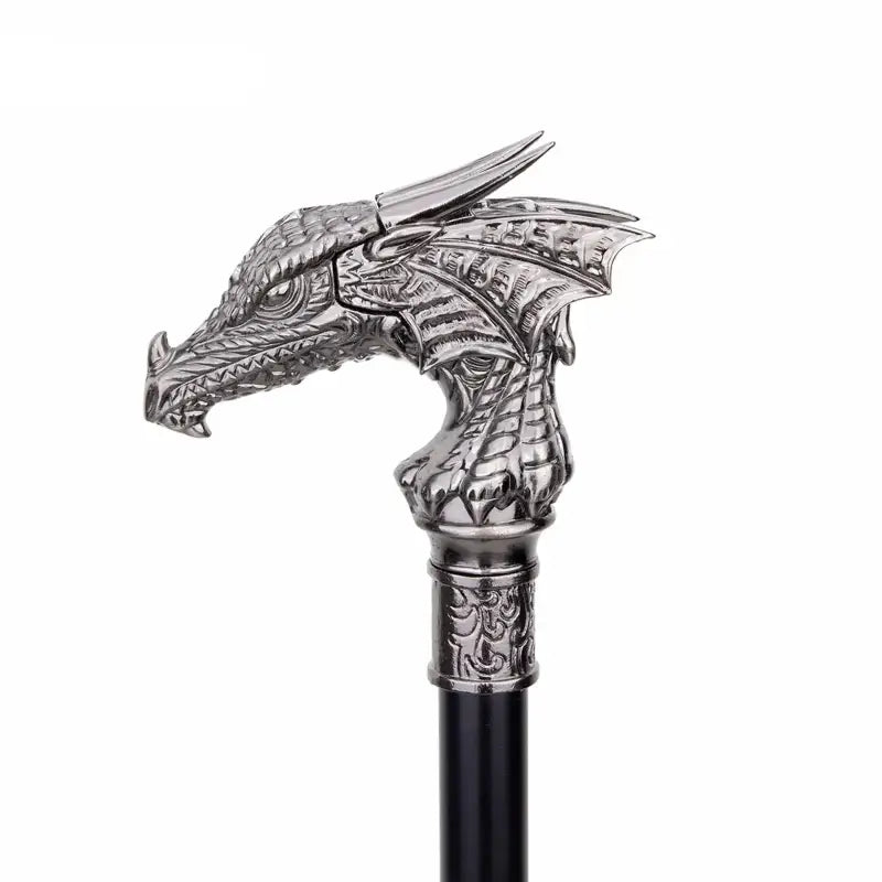 Canne épée Dragon Argenté - 93cm - canne de marche - vue de profil