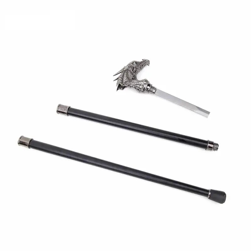 Canne épée Dragon Argenté - 93cm - canne de marche - détail du fût