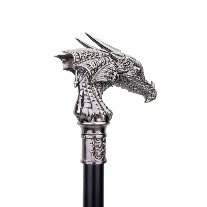Canne épée Dragon Argenté - 93cm - canne de marche - vue de trois quarts