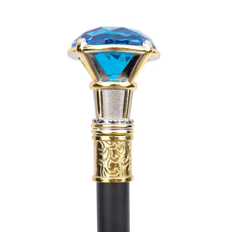 Canne épée Luxe Diamant Bleu - 90cm - canne de marche - gros plan de la poignée