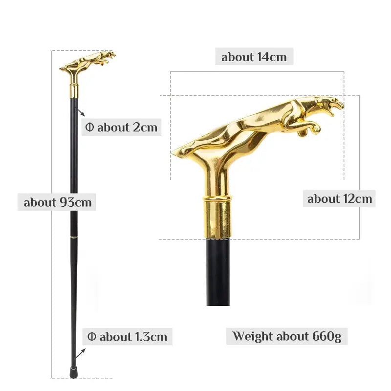 Canne épée luxe Léopard - 93cm - canne de marche - vue de dos