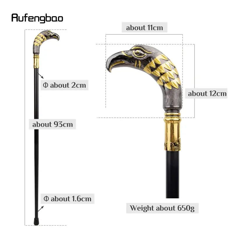 Canne épée luxe Tête d’Aigle - 93cm - canne de marche - détail du fût