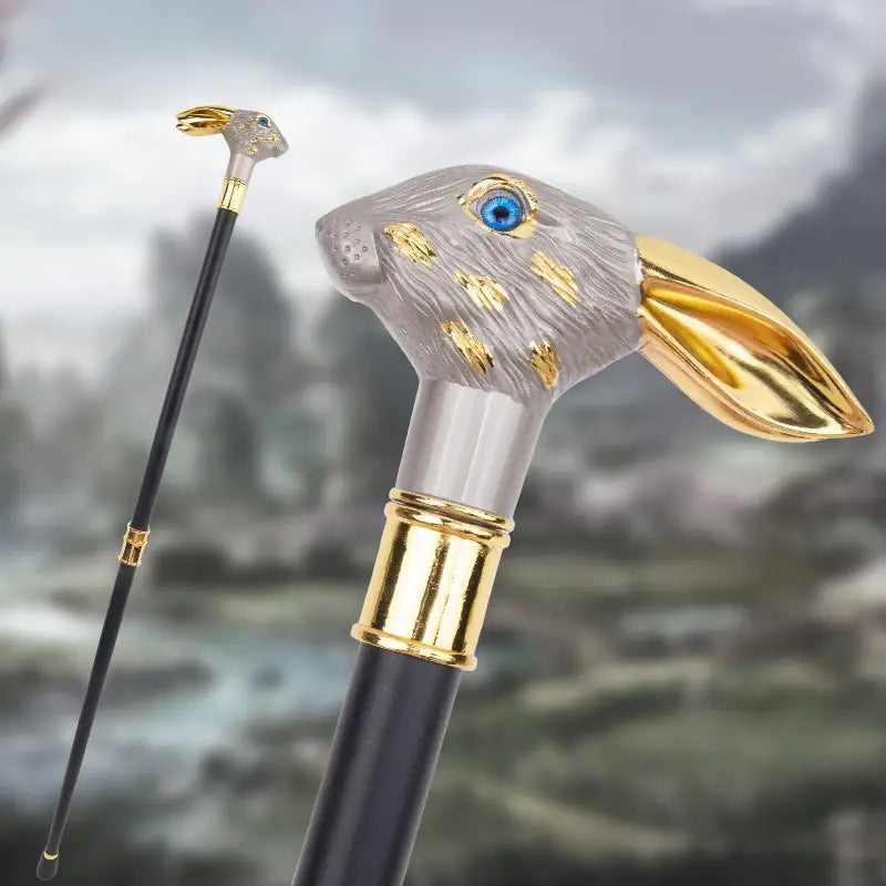 Canne épée Rabbit Dorée - 93cm - canne de marche - détail de la poignée